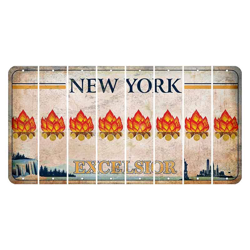 New York Excelsior Cut License Plate Strips (Set of 8) Campfire