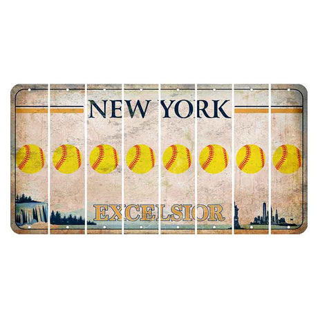 New York Excelsior Cut License Plate Strips (Set of 8) Softball