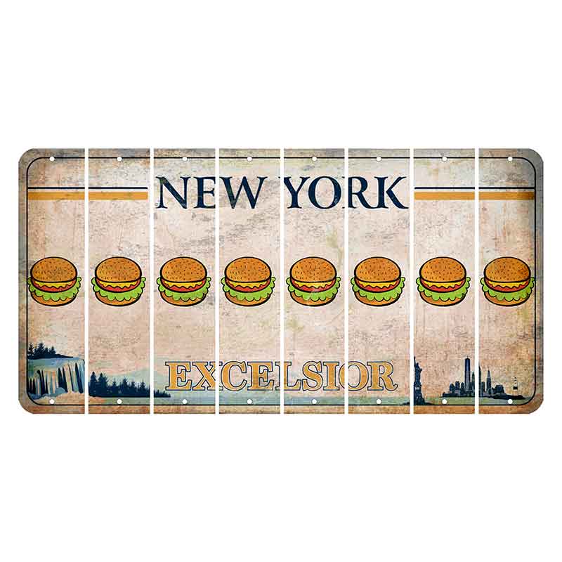 New York Excelsior Cut License Plate Strips (Set of 8) Hamburger