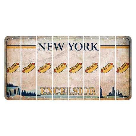 New York Excelsior Cut License Plate Strips (Set of 8) Hotdog