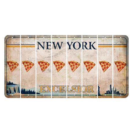 New York Excelsior Cut License Plate Strips (Set of 8) Pizza