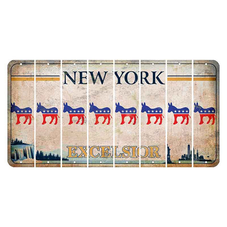 New York Excelsior Cut License Plate Strips (Set of 8) Democrat