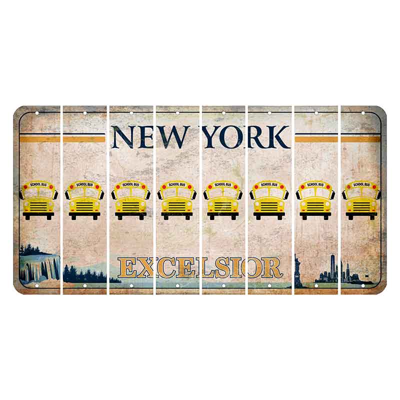 New York Excelsior Cut License Plate Strips (Set of 8) School Bus