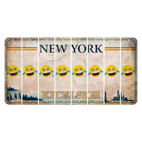 New York Excelsior Cut License Plate Strips (Set of 8) Emoji - Laughing