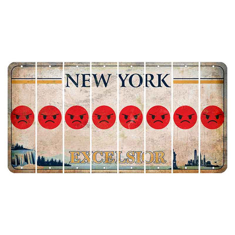 New York Excelsior Cut License Plate Strips (Set of 8) Emoji - Angry