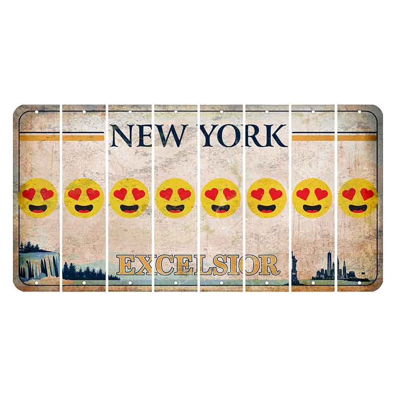 New York Excelsior Cut License Plate Strips (Set of 8) Emoji - Heart Eyes