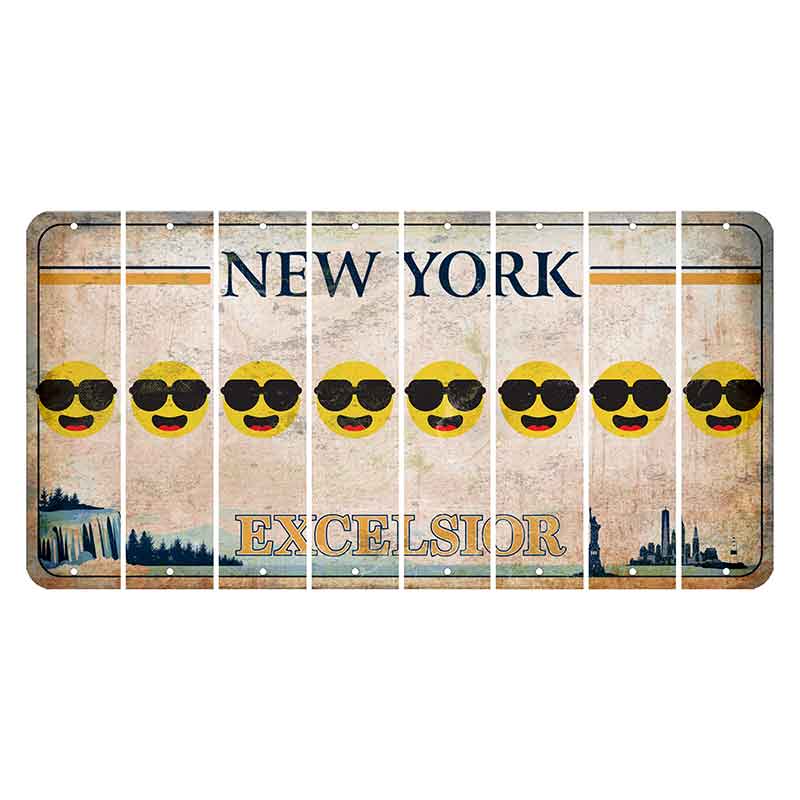 New York Excelsior Cut License Plate Strips (Set of 8) Emoji - Shades