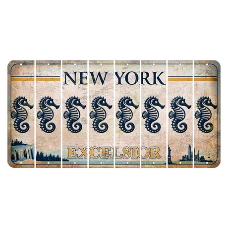 New York Excelsior Cut License Plate Strips (Set of 8) Seahorse