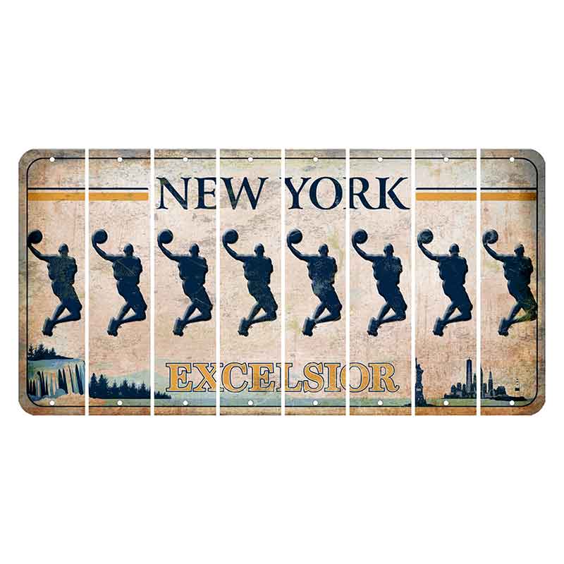 New York Excelsior Cut License Plate Strips (Set of 8) Basketball Player