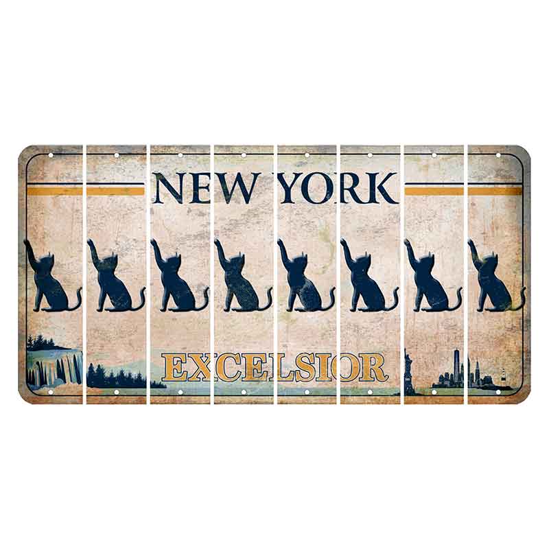 New York Excelsior Cut License Plate Strips (Set of 8) Cat