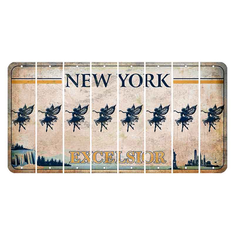 New York Excelsior Cut License Plate Strips (Set of 8) Fairy