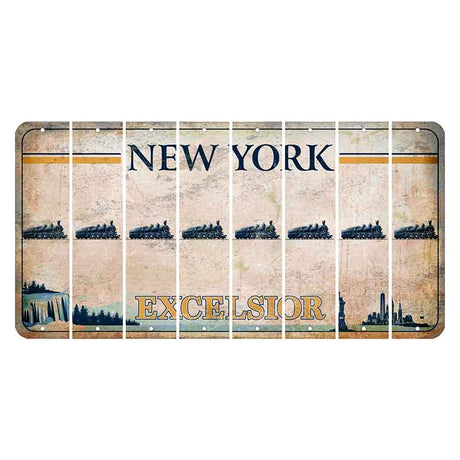 New York Excelsior Cut License Plate Strips (Set of 8) Train