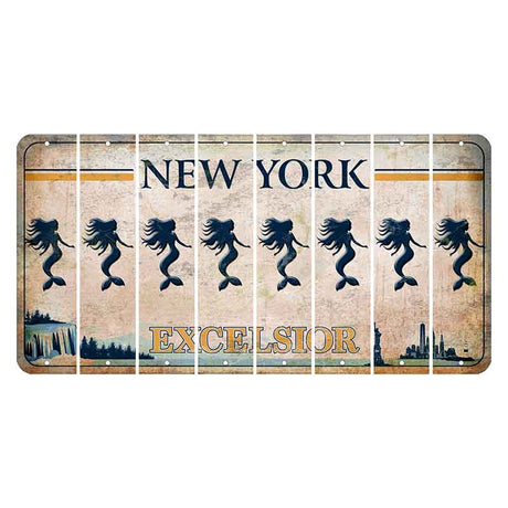 New York Excelsior Cut License Plate Strips (Set of 8) Mermaid