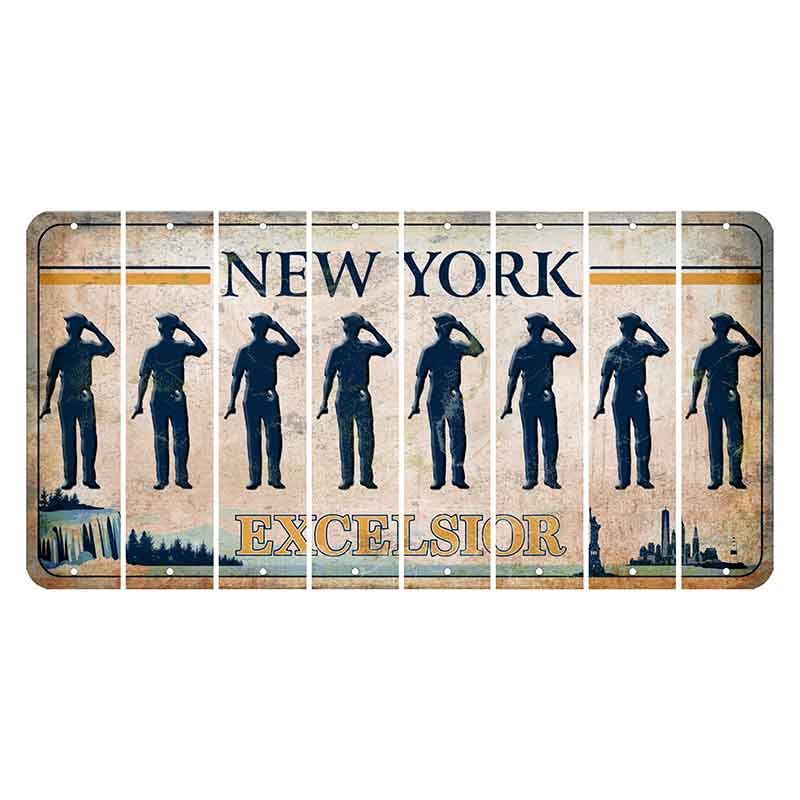 New York Excelsior Cut License Plate Strips (Set of 8) Police Officer