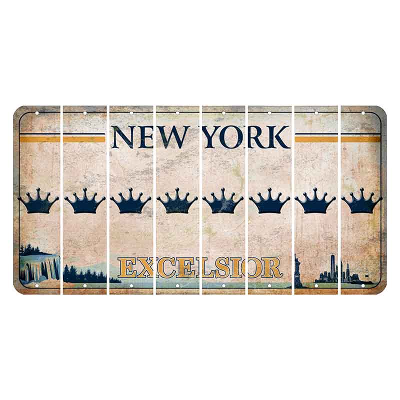 New York Excelsior Cut License Plate Strips (Set of 8) Crown