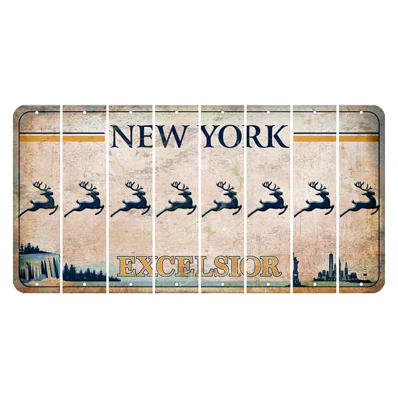 New York Excelsior Cut License Plate Strips (Set of 8) Reindeer