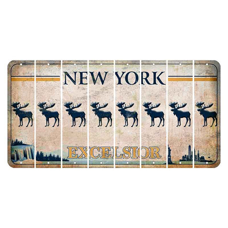 New York Excelsior Cut License Plate Strips (Set of 8) Moose