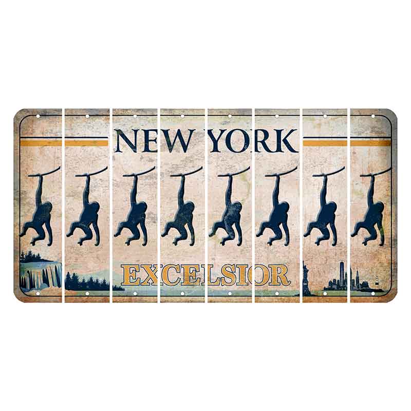 New York Excelsior Cut License Plate Strips (Set of 8) Monkey