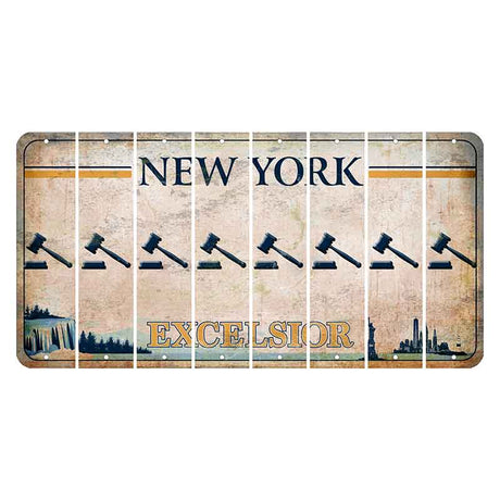 New York Excelsior Cut License Plate Strips (Set of 8) Gavel