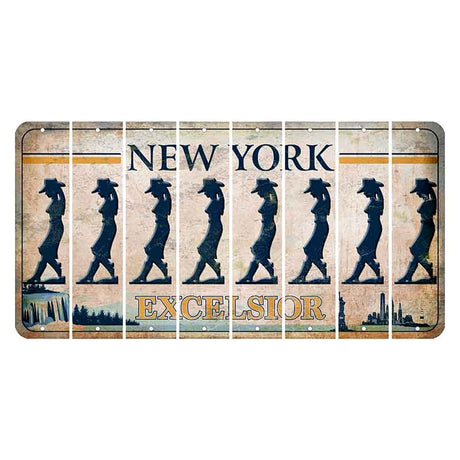 New York Excelsior Cut License Plate Strips (Set of 8) Cowgirl - Leaning