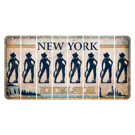 New York Excelsior Cut License Plate Strips (Set of 8) Cowgirl