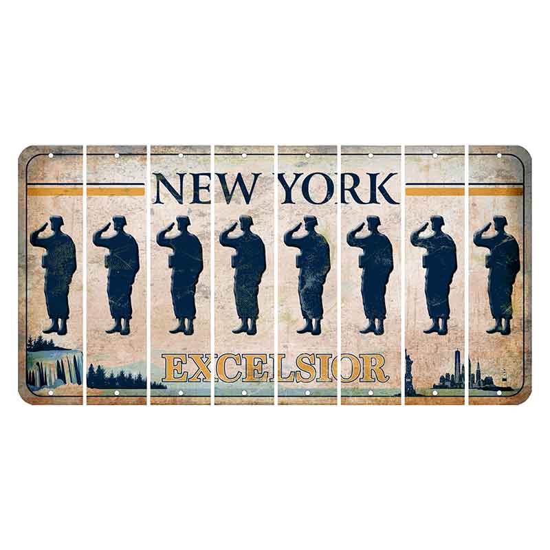 New York Excelsior Cut License Plate Strips (Set of 8) Soldier - Saluting