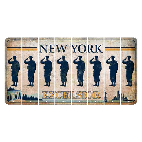 New York Excelsior Cut License Plate Strips (Set of 8) Soldier - Saluting