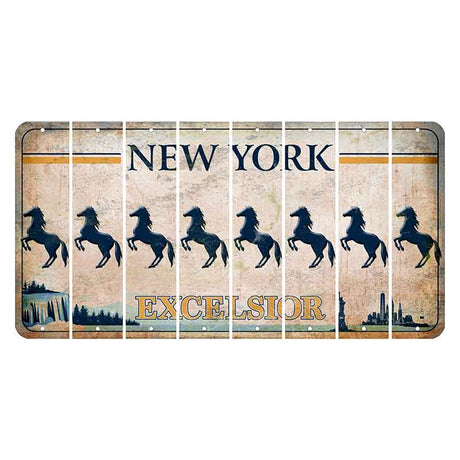 New York Excelsior Cut License Plate Strips (Set of 8) Horse