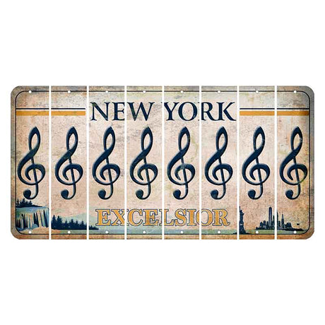 New York Excelsior Cut License Plate Strips (Set of 8) Music Note