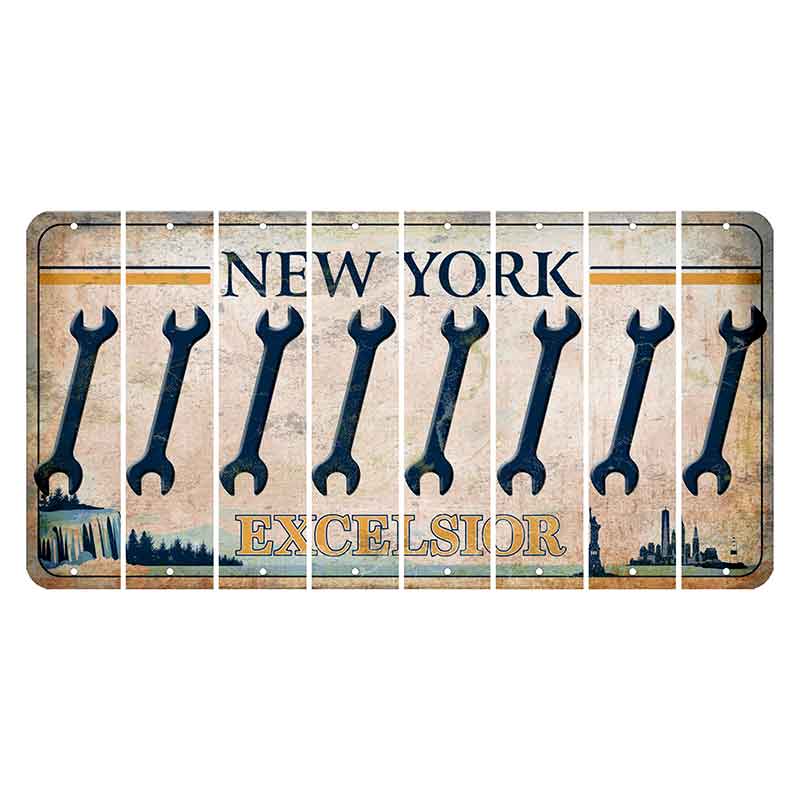 New York Excelsior Cut License Plate Strips (Set of 8) Wrench