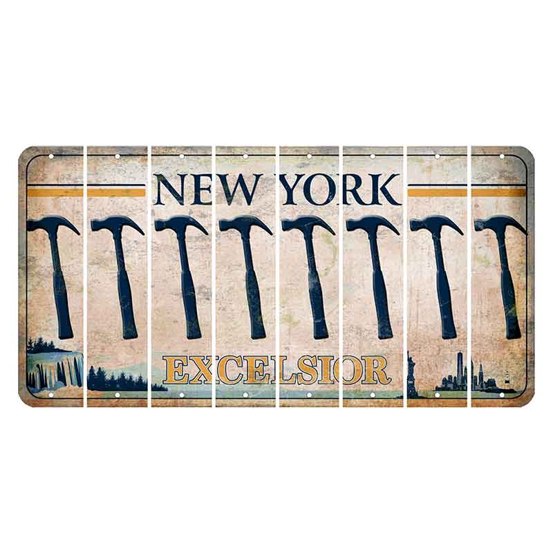 New York Excelsior Cut License Plate Strips (Set of 8) Hammer