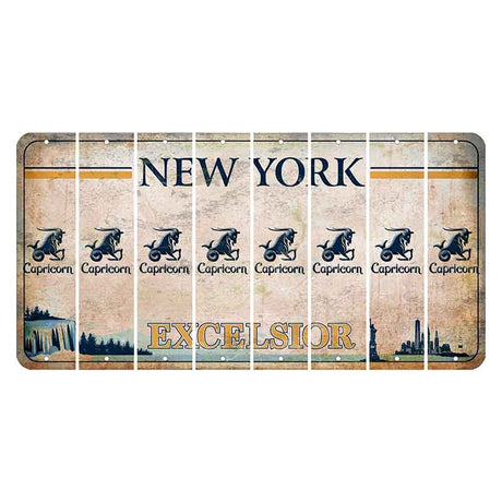 New York Excelsior Cut License Plate Strips (Set of 8) Zodiac Sign - Capricorn