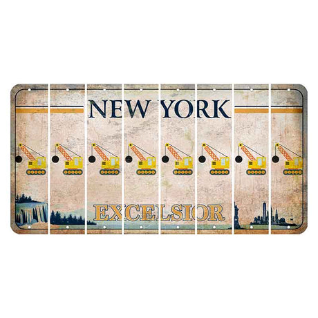 New York Excelsior Cut License Plate Strips (Set of 8) Wrecking Ball Crane