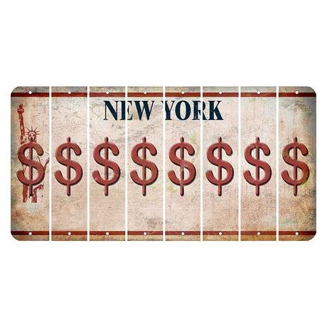 New York Statue of Liberty Cut License Plate Strips (Set of 8) Dollar Sign