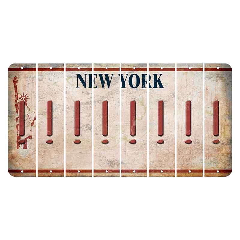 New York Statue of Liberty Cut License Plate Strips (Set of 8) Exclamation Point