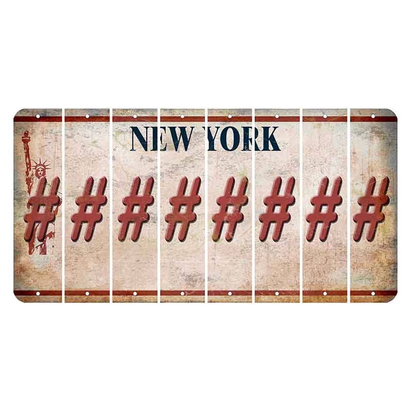 New York Statue of Liberty Cut License Plate Strips (Set of 8) Hashtag