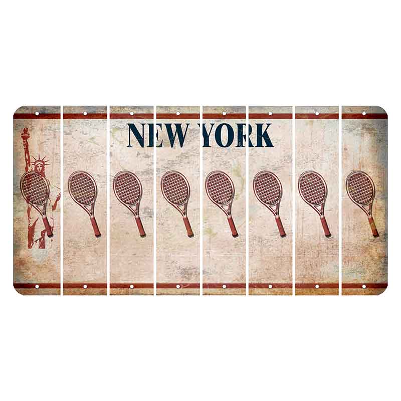 New York Statue of Liberty Cut License Plate Strips (Set of 8) Tennis Racket