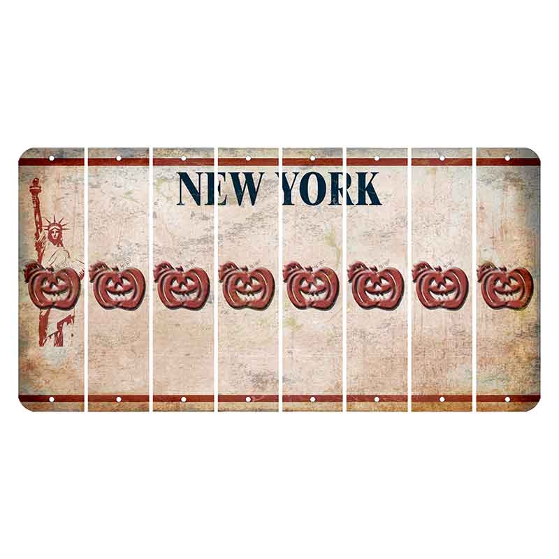 New York Statue of Liberty Cut License Plate Strips (Set of 8) Pumpkin