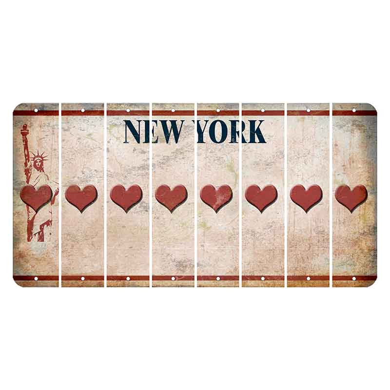 New York Statue of Liberty Cut License Plate Strips (Set of 8) Heart