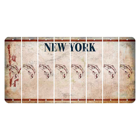 New York Statue of Liberty Cut License Plate Strips (Set of 8) Fish