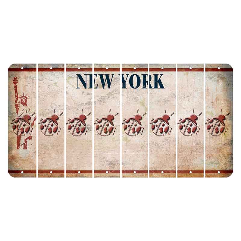 New York Statue of Liberty Cut License Plate Strips (Set of 8) Ladybug