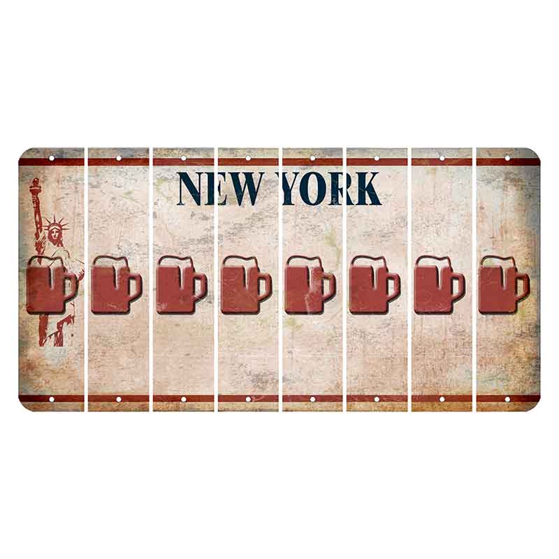 New York Statue of Liberty Cut License Plate Strips (Set of 8) Beer Mug