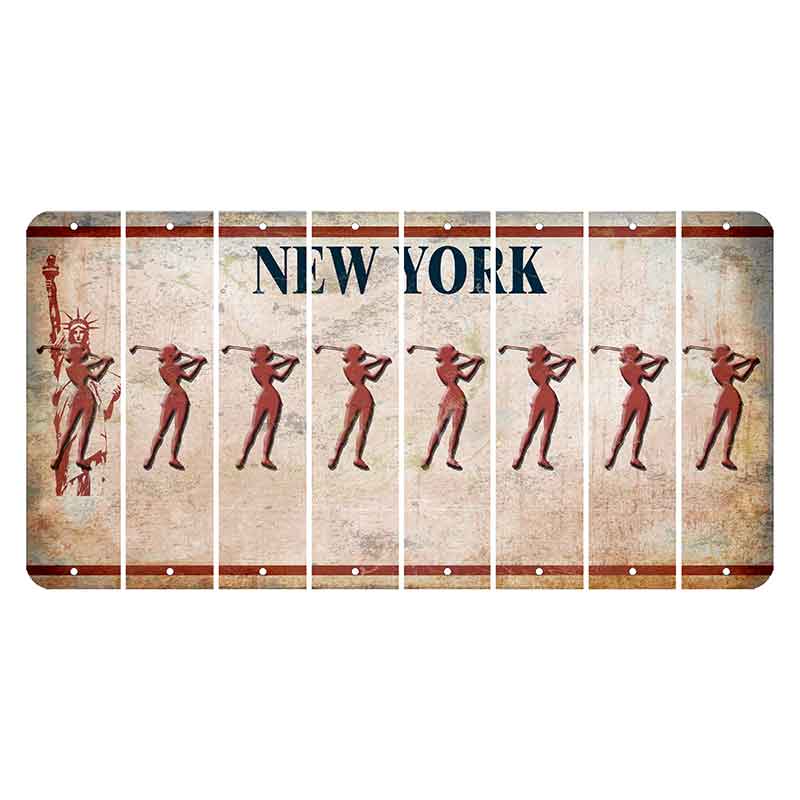 New York Statue of Liberty Cut License Plate Strips (Set of 8) Female Golfer