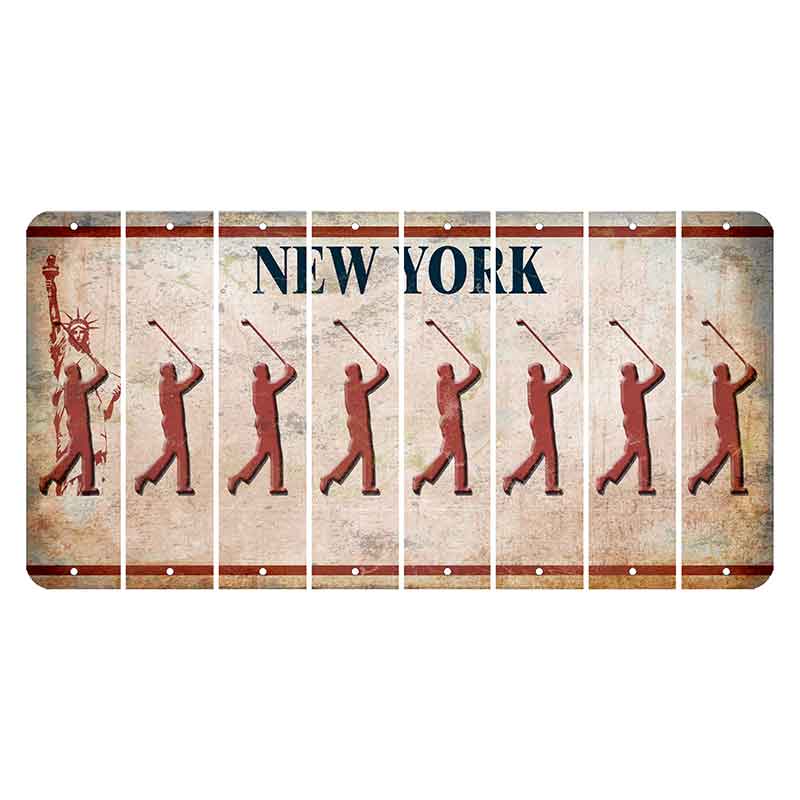 New York Statue of Liberty Cut License Plate Strips (Set of 8) Male Golfer