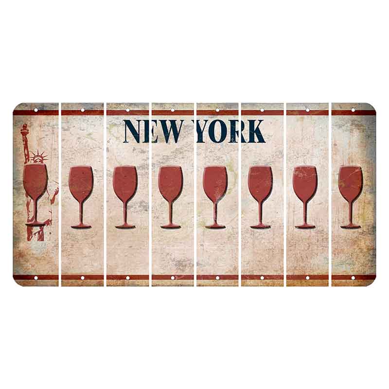 New York Statue of Liberty Cut License Plate Strips (Set of 8) Wine Glass