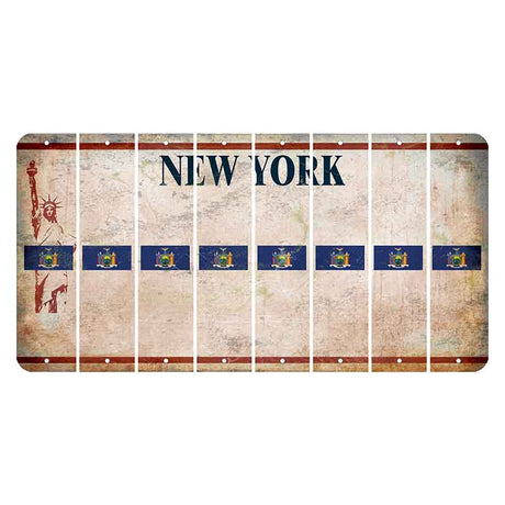 New York Statue of Liberty Cut License Plate Strips (Set of 8) State Flag