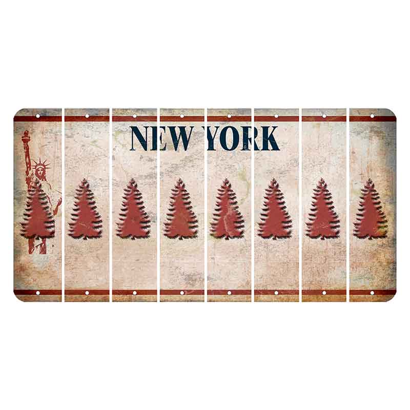 New York Statue of Liberty Cut License Plate Strips (Set of 8) Pine Tree