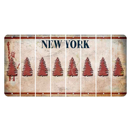 New York Statue of Liberty Cut License Plate Strips (Set of 8) Pine Tree