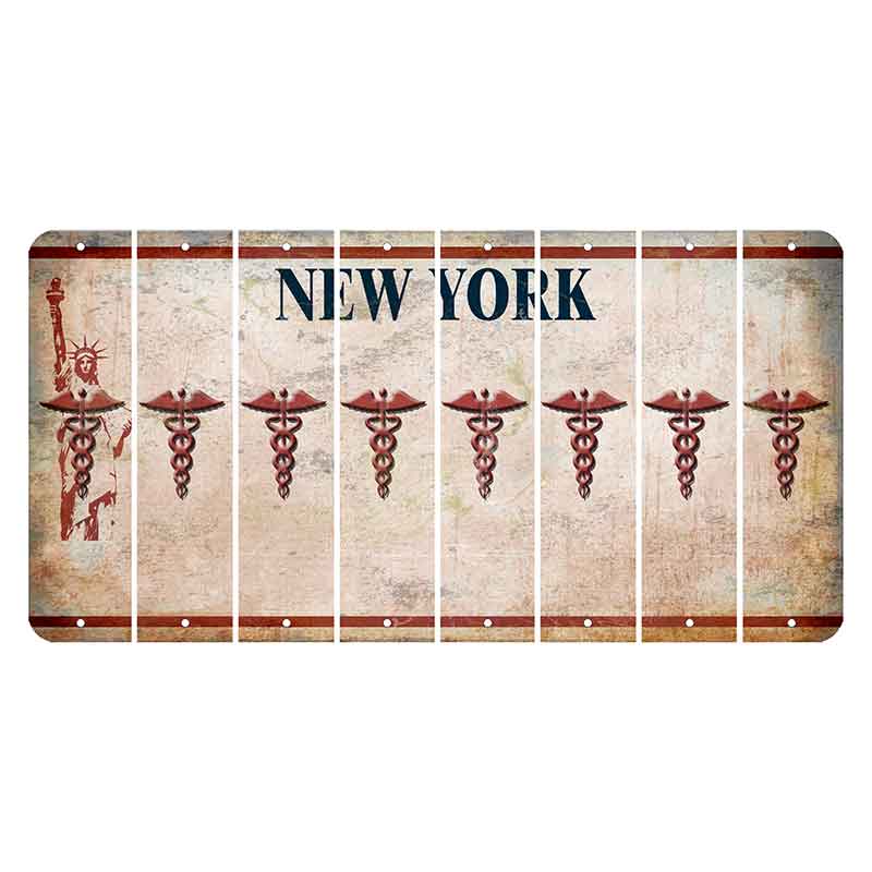 New York Statue of Liberty Cut License Plate Strips (Set of 8) Caduceus