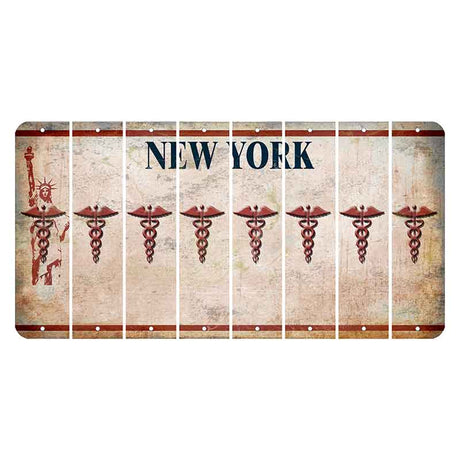 New York Statue of Liberty Cut License Plate Strips (Set of 8) Caduceus